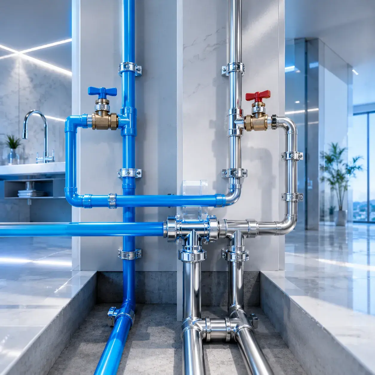 لوله‌کشی آب سرد و گرم ساختمان